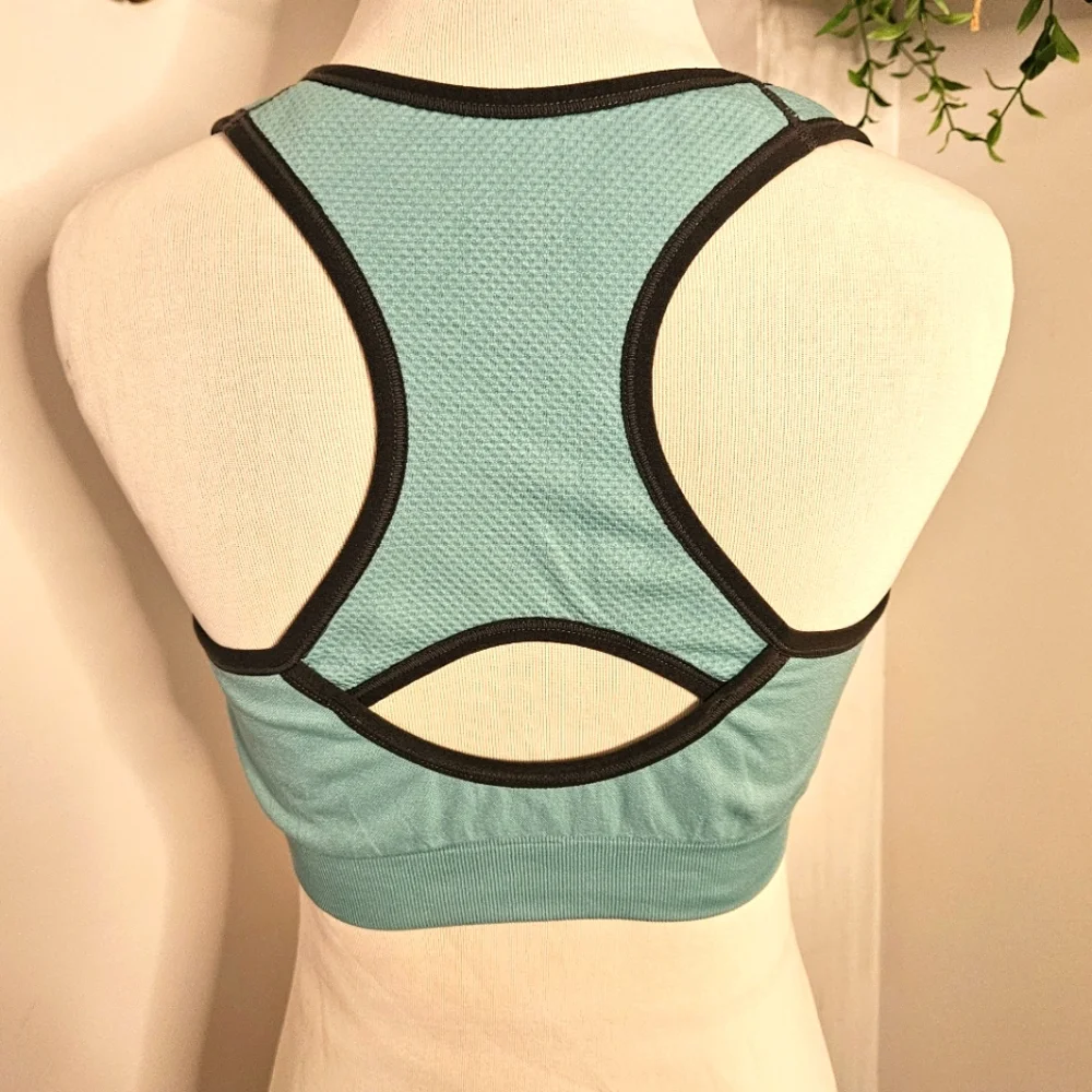 Sport Essentials XXL Fittin Sports Bra Racerback Large Breasts‎ Green Gray